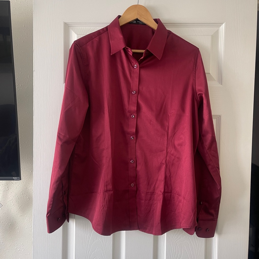 Women's Burgundy Button Down Shirt